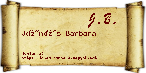 Jónás Barbara névjegykártya